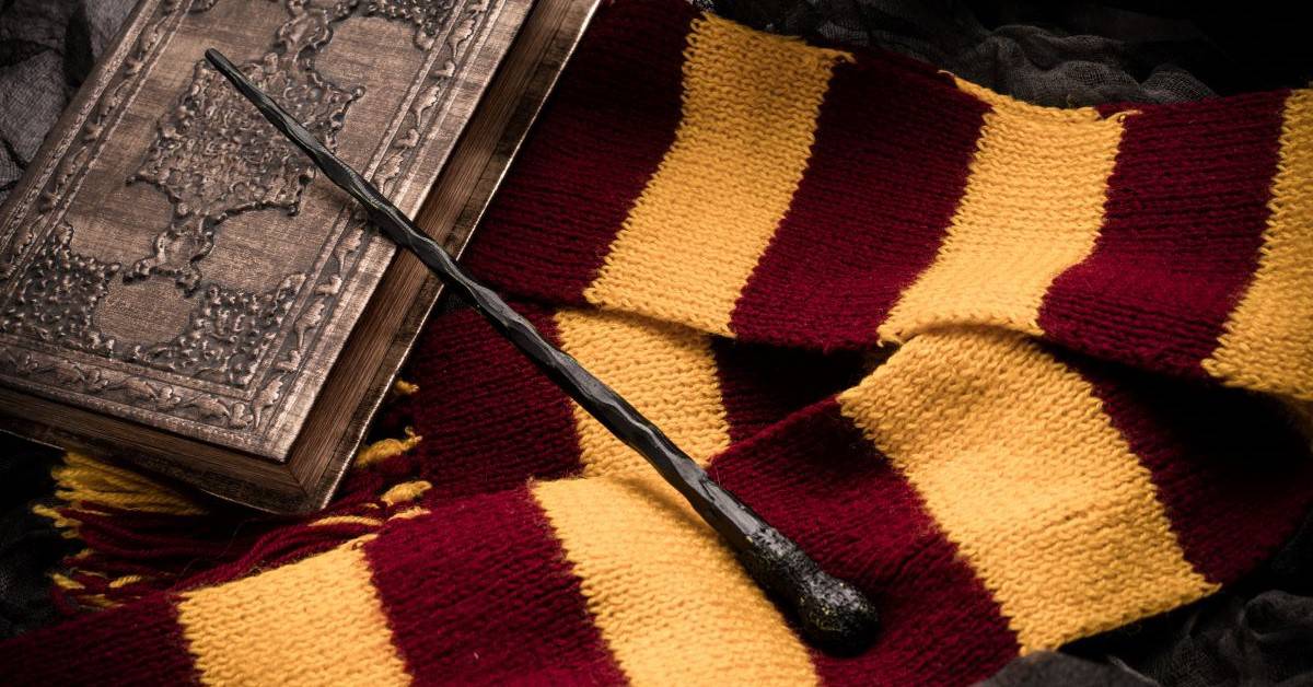 Harry Potter wand and scarf