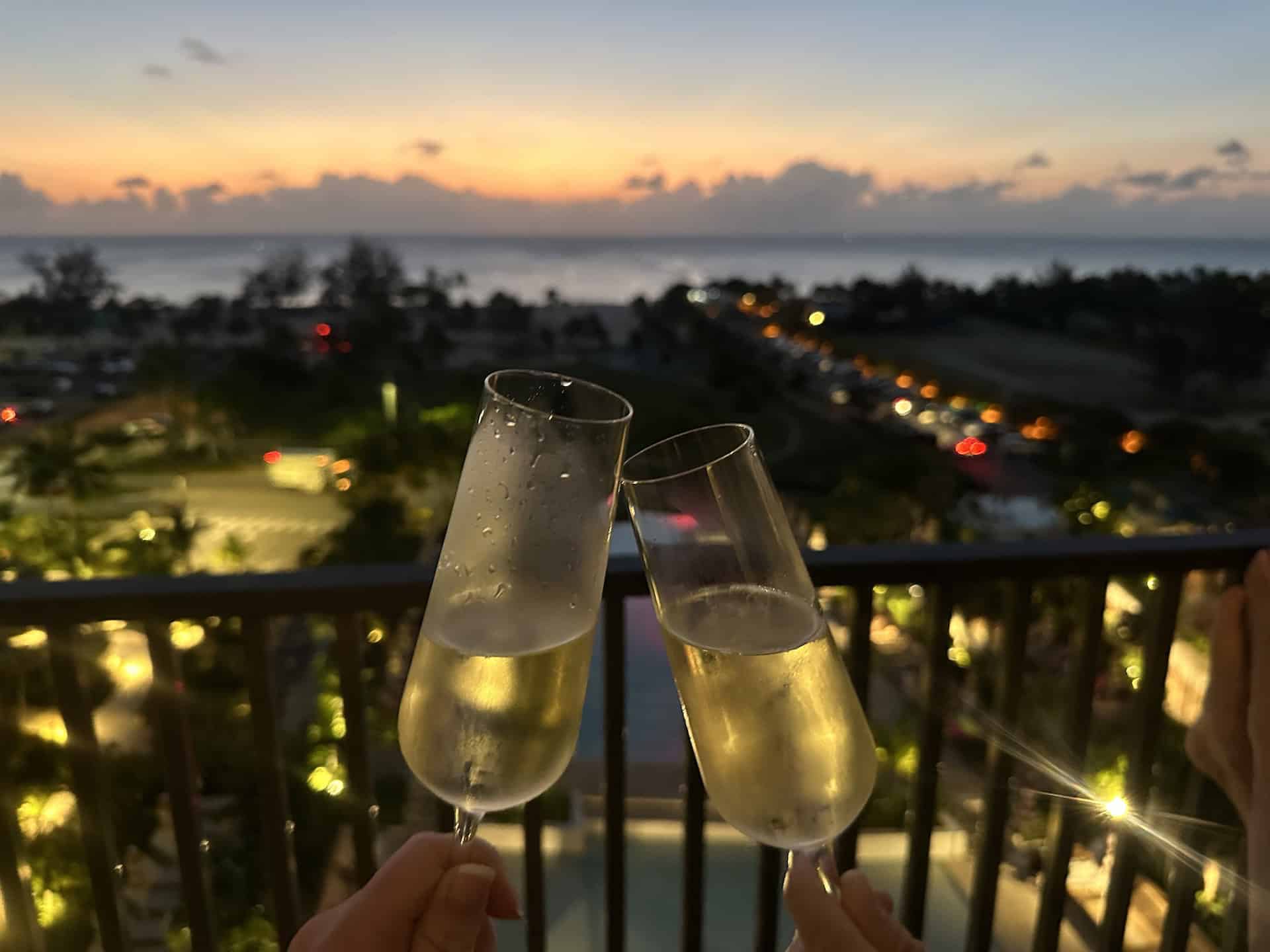 hotel indigo grand cayman balcony night