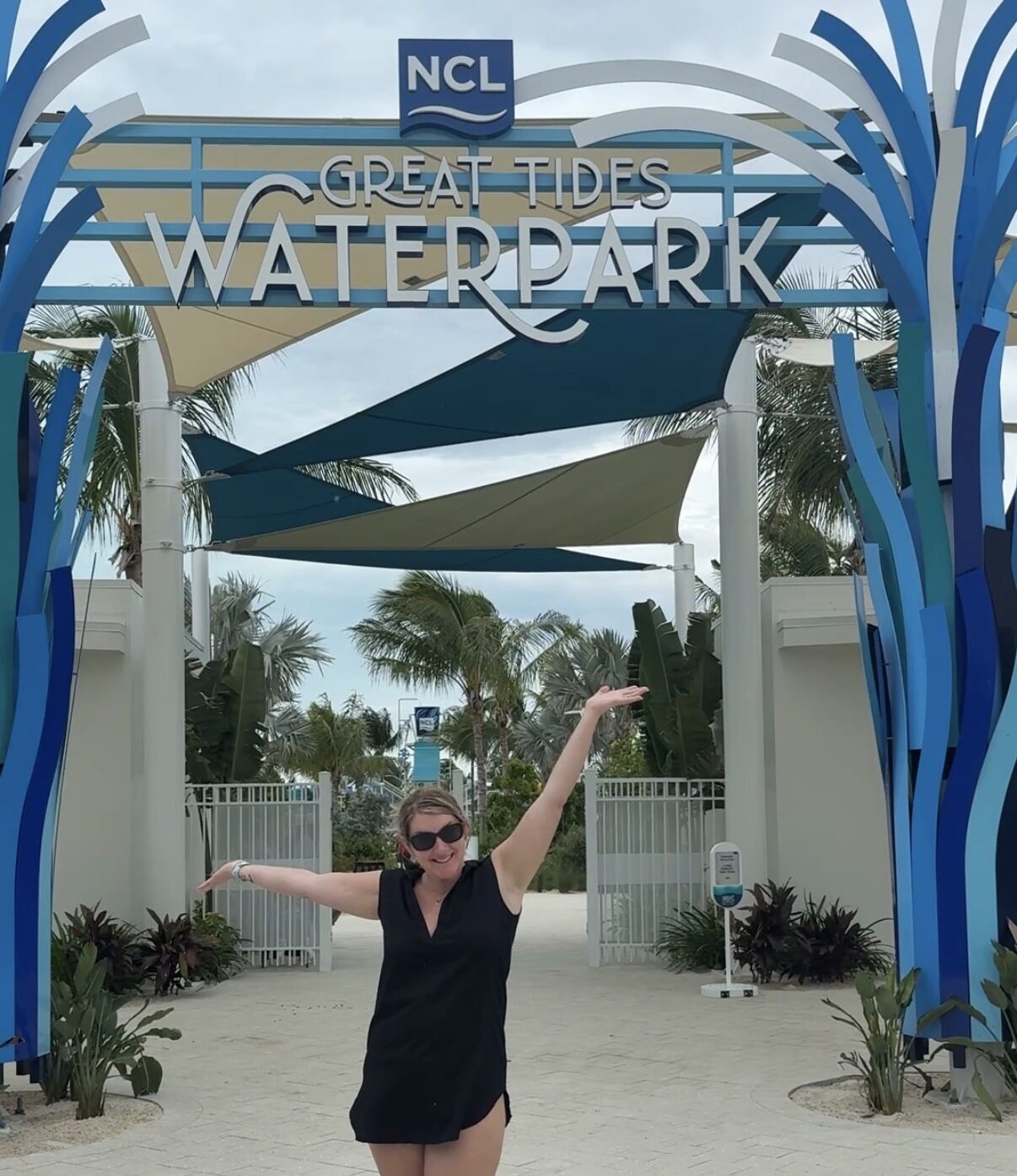 Joy at Great Tides Water Park entrance